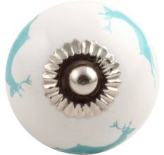 Sea Green Running Rein Deer Pattern Ceramic Drawer Knob Online