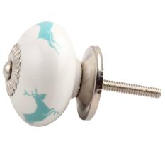 Sea Green Running Rein Deer Pattern Ceramic Drawer Knob Online