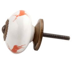 Dark Orange Standing Rein Deer Pattern Ceramic Cabinet Knob Online