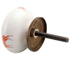 Dark Orange Standing Rein Deer Pattern Ceramic Cabinet Knob Online