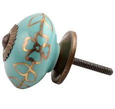 Sea Green Leaf Ceramic Drawer Knob Online