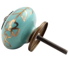 Sea Green Leaf Ceramic Drawer Knob Online