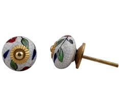 Multicolor Leaf Crackle Ceramic Dresser Knob