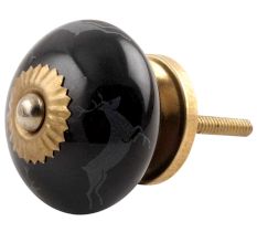 Black Running Rein Deer Ceramic Dresser Knob Online
