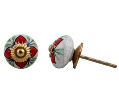 Red Flower Crackle Ceramic Dresser Knob Online