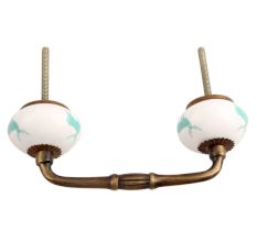 Sea Green Standing Rein Deer Pattern Ceramic Bridge Handle