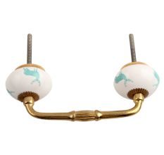 Sea Green Standing Rein Deer Pattern Ceramic Bridge Handle