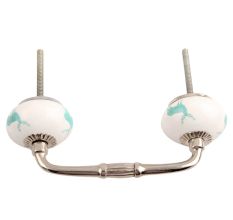 Sea Green Standing Rein Deer Pattern Ceramic Bridge Handle