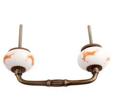 Orange Running Rein Deer Pattern Ceramic Bridge Handle