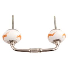 Orange Running Rein Deer Pattern Ceramic Bridge Handle