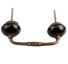 Black Running Rein Deer Pattern Ceramic Bridge Handle