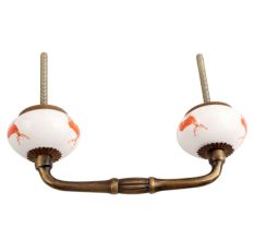 Dark Orange Standing Rein Deer Ceramic Bridge Handle