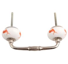 Dark Orange Standing Rein Deer Ceramic Bridge Handle