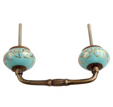Sea Green Leaf Ceramic Bridge Handle
