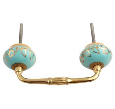 Sea Green Leaf Ceramic Bridge Handle