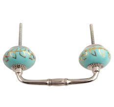 Sea Green Leaf Ceramic Bridge Handle