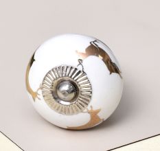Golden Running Rein Deer Pattern Ceramic Drawer Knob