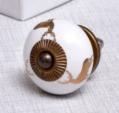 Golden Standing Rein Deer Pattern Ceramic Cabinet Knob Online