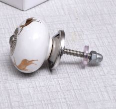 Golden Standing Rein Deer Pattern Ceramic Cabinet Knob Online