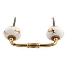 Golden Standing Rein Deer Pattern Ceramic Bridge Handle