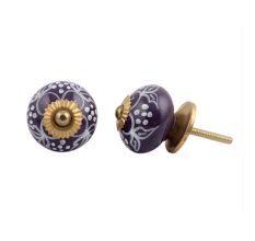 Dark Purple Flower Knob