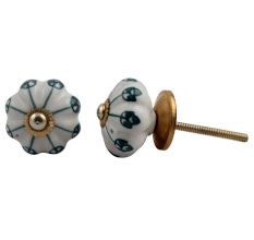 Green Flower Medium Knob