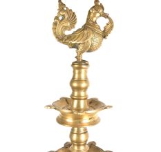 Bronze Peacock on Turtle Five Layered Oil Lamp