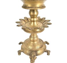 Bronze Peacock on Turtle Five Layered Oil Lamp