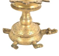 Bronze Peacock on Turtle Five Layered Oil Lamp