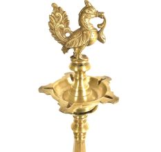 Brass Peacock Oil Lamp
