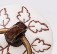 Brown Leaf Etched Big Ceramic Flat Dresser Knob Online