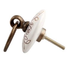 Brown Marigold Flower Etched Big Ceramic Flat Drawer Knob Online