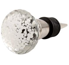 Clear Etched Oval Shape Glass Wine Stopper