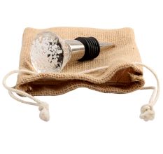Clear Etched Oval Shape Glass Wine Stopper
