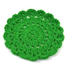 Green Round Woolen Handmade Coasters Pack of 6