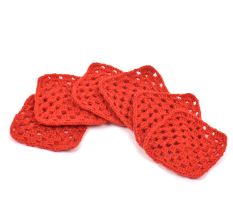 Red Square Handmade Woolen Coasters Pack Of 6