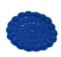 Dark Blue Round Woolen Handmade Coasters Pack Of 6