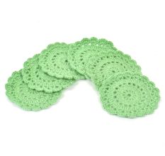 Grass Green Round Handmade Woolen Coasters Pack Of 6