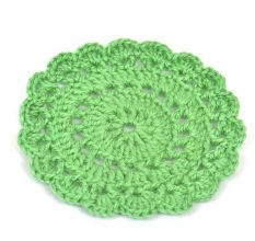 Grass Green Round Handmade Woolen Coasters Pack Of 6