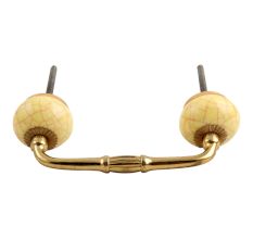 Yellow Pink Crackle Ceramic Bridge Handle