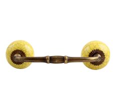 Yellow Black Crackle Ceramic Bridge Handle