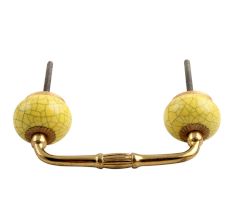 Yellow Black Crackle Ceramic Bridge Handle