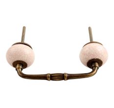 Cream Pink Crackle Ceramic Bridge Handle