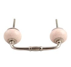 Cream Pink Crackle Ceramic Bridge Handle