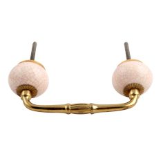 Cream Pink Crackle Ceramic Bridge Handle