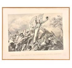 Lithograph Capture Of The Guns By The Highlanders Before Cawnpore