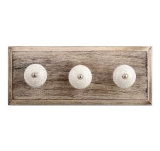 White Crackle Ceramic Wooden Hooks