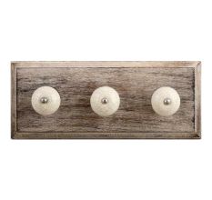 Cream Crackle Ceramic Wooden Hooks