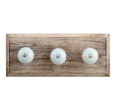 Sky Blue Crackle Ceramic Wooden Hooks