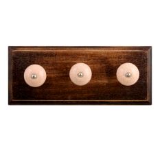 Baby Pink Crackle Ceramic Wooden Hooks